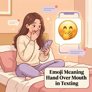 Emoji Meaning Hand Over Mouth in Texting